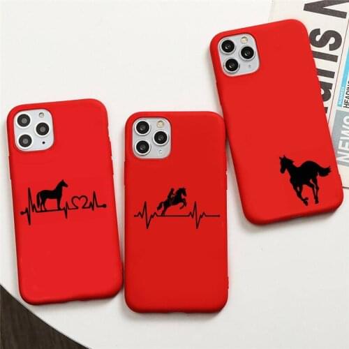 Horse Pony Horse Heartbeat Phone Case For iphone 12 11 Pro Max Mini XS 8 7 6 6S Plus X SE 2020 XR Red Cover