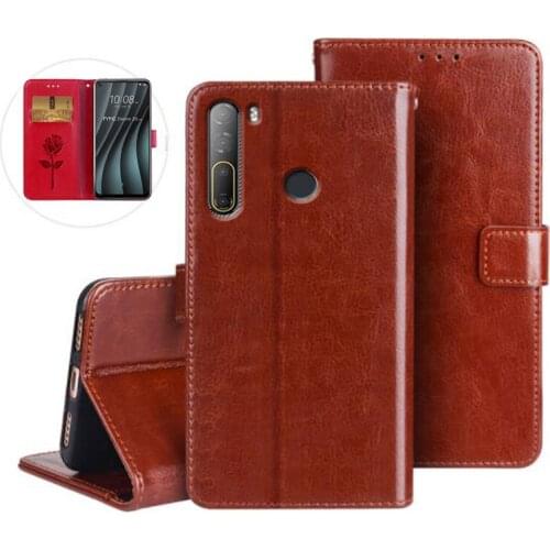 Phone Wallet Case for HTC Desire 20 Pro Case Flip Cover Luxury PU Leather Business Case for HTC Wildfire R70 Book Magnetic Cover