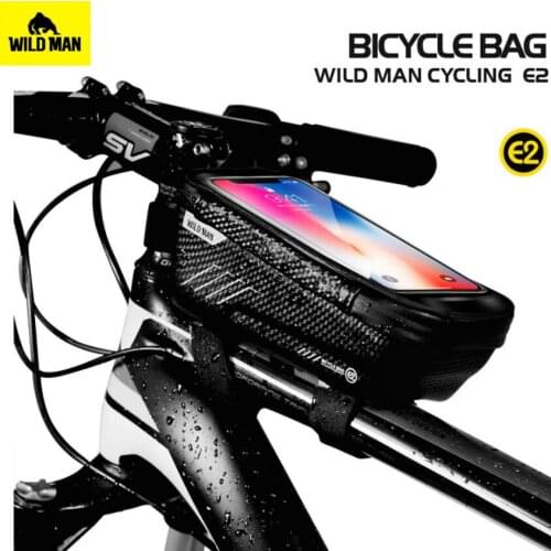 WILD MAN Bike Bag Front Cycling Bag Rainproof Touch Screen Bicycle Phone Bag 6.5 Inch Mobile Phone Case MTB Hard Shell