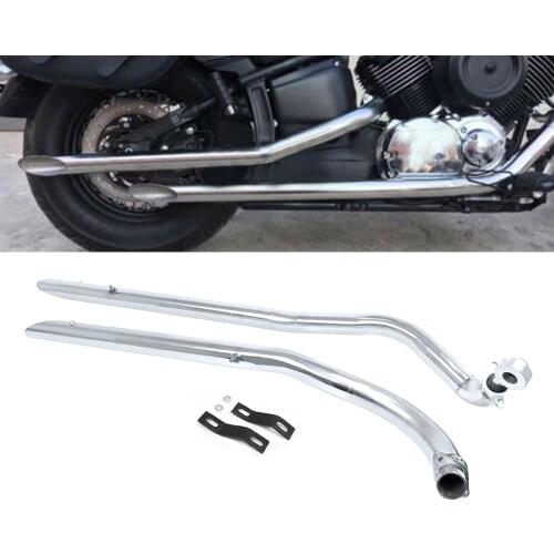 For Yamaha Dragstar V-star XVS1100 Classic Stainless Steel Slash Cut Full Exhaust System Pipe Kit Muffler Removable Silencer