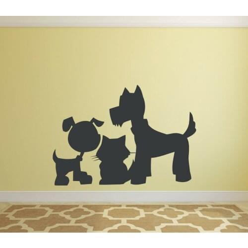 Pet Family Wall Decal Dogs Cat Animal Pets Shop Kids Bedroom Nursery Interior Decor Door Window Vinyl Sticker Art Wallpaper Q395