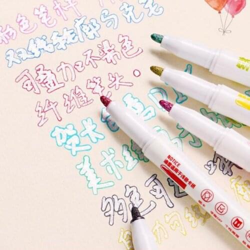 Double Lines Contour Color Art supplies Marker Pens DIY Scrapbooking Diary Graffiti Drawing Stationery brush pen markers manga
