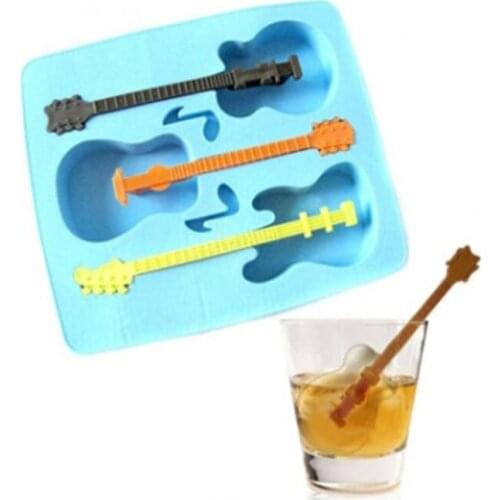Ice Tray Cube Silicone Molds Novelty Guitar Shape Summer Ice Mould Drinking Tool Ice Cream DIY Making Tool Kitchen Accessories