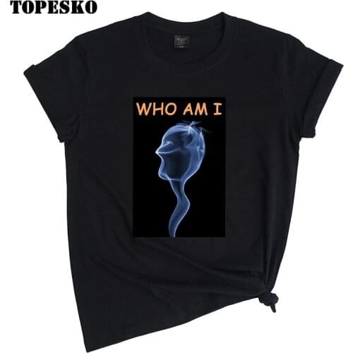 TOPESKO Harajuku Women Men T-Shirt Aesthetic Who Am I Print Tees Top Summer Rock Music Pop Star T-shirt Unisex Tee Shirt Femme