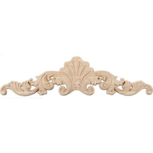 HOT-30*8*1cm Wood Carved Corner Onlay Applique Frame Decor Furniture Craft Unpainted