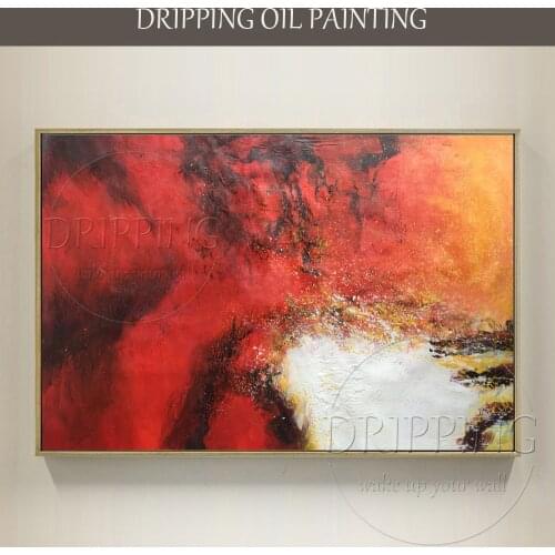 Artist Original Design Abstract Red Oil Painting for Wall Decoration Hand-painted Canvas Palette Textured Abstract Oil Painting