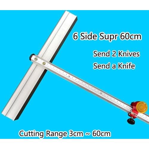 Ceramic Tile Cutter 0.6m Push Glass Cutter 6-sided T Type Suitable for 3-10mm Glass 2 Cutter Heads and 1 Manual Cutter YZ