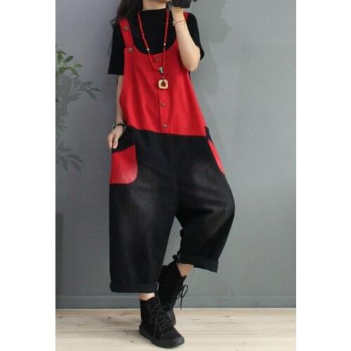 2021 New Spring Women Bodysuit Jumpsuit Loose Oversize Overalls Fashion Casual patchwork female Cute playsuits plus size