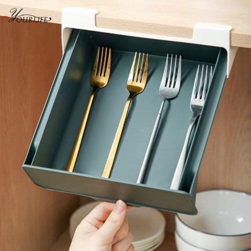 OYOURLIFE Creative Multi-function Hanging Slide Drawer Organizer Box Family Office Kitchen Under-drawer Storage Box Organizer
