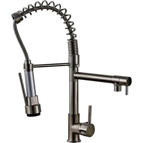 Kitchen Spring Faucet 360 Swivel Rotation Dual Spouts Kitchen Faucet Single Lever Deck Mounted Mixer Taps Deck Mounted Tap