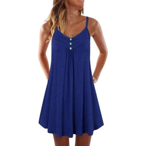 Summer Women Dresses V Neck Sleeveless Buttons Pleated Large Hem Sundress Knee-length Dress Summer Party Streetwear XXXXL