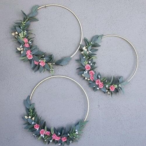 10-40cm Christmas Metal DIY Wreath Christmas Decorations for Home Gold Color Iron Garland Navidad New Year Wedding Party Decor