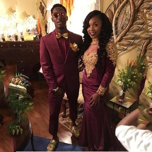 Burgundy Slim Fit Wedding Men Suits 2019 Groom Wear Notched Lapel Bridegroom Blazer Costume Homme Formal Wear 2Pcs Jacket Pants