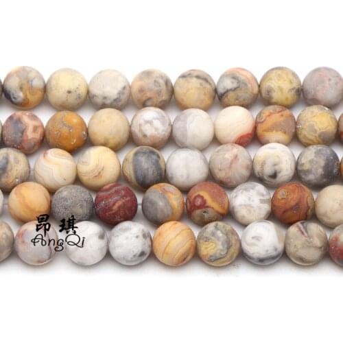 Natural Stone Matte Crazy Lace Agates Round Loose Beads 4 6 8 10 12mm Pick Size For Jewelry Making DIY Bracelet Accessories 15