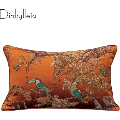 Diphylleia Tropical Cushion Cover Vintage Chic Home Decor Leopard Toucan Jacquard Lumbar Pillow Case Perfect For Your Interiors