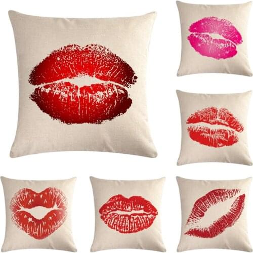 Lipstick Print Cushion Covers 45*45cm Tulip Design Gifts Home Bedroom Couch Decoration Pillowcase