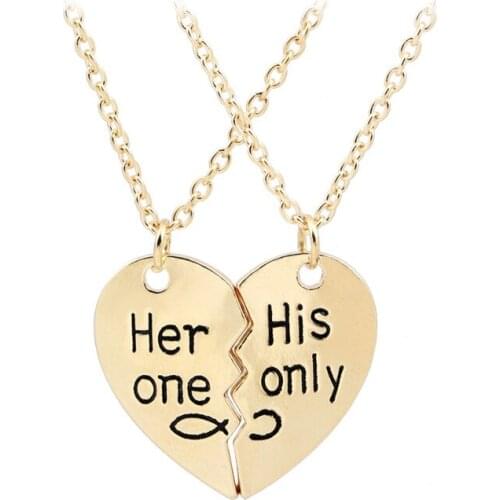 New "I Love You" Gold Silver Color Apocalypse Partners Necklace two halves Heart-shape Valentines Day Puzzle Jewelry for Female