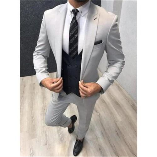 New Arrival Costume Homme 3 Pieces (Jacket+Pants+Vest) Men Suits Groom Tuxedos Wedding Suits for Groomsman Blazer Masculino