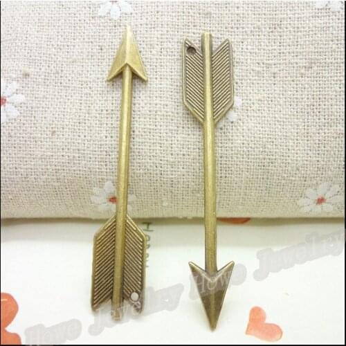 Wholesale 30pcs Vintage Charms Arrow Pendant Antique bronze Fit Bracelets Necklace DIY Metal Jewelry Making