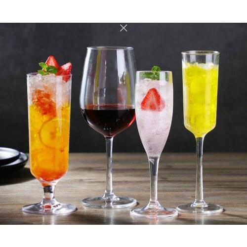Pc plastic champagne glass red glass bar acrylic red glass transparent goblet brandy glass