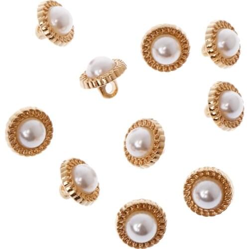10Pcs DIY Faux Pearl Plastic Shank Buttons Sewing Wedding Crafts Embellishment 8mm