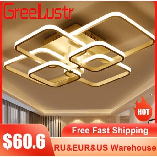 Modern LED Chandeliers Lighting with Remote White Coffee Acrylic Ceiling Chandelier Lamp Home Decor Lustres Light Fixture