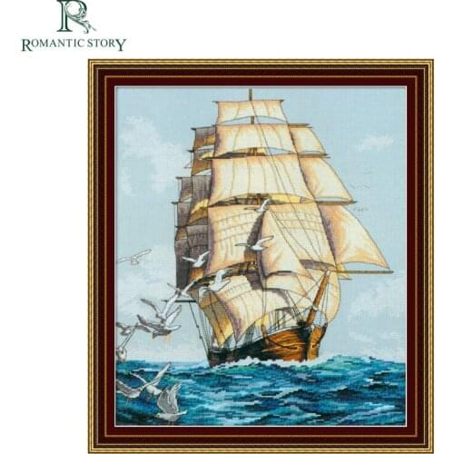 Romantic Story Pirate Ship Painting Home Decoration Cross Stitch Handmade Needlework DMC Cross-Stitch For Embroidery Kits