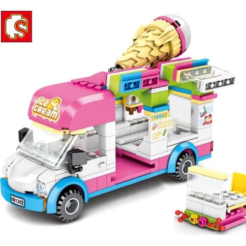 SEMBO City Mini Architecture Snack Store Dining Cars Building Blocks Model Truck Vehicles Street View Bricks DIY Toys For Girls