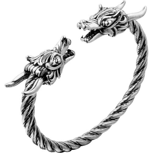 Nordic Viking Dragon Bracelet Fashion Accessories Viking Vintage Jewelry Men and Women Dragon Open Bangle