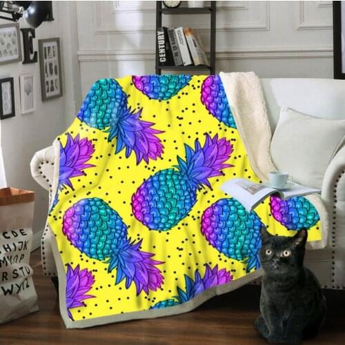 Hoodie Blanket Plush Throw Blanket 3D Fruit Pineapple Pattern Digital Printed Sherpa Fleece Microfiber Throw Blanket