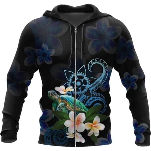 3D Hoodie Amazing Polynesian Turtle With Plumeria Flowers For Men/Women Sweatshirt Spring Casual Pullover Zipper Streetwear