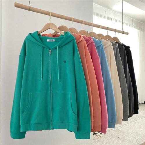 Harajuku Oversized Zip-up Hooded Hoodie 2021 Casual Loose Pockets Sweatshirt Women y2k Hoodies sudaderas