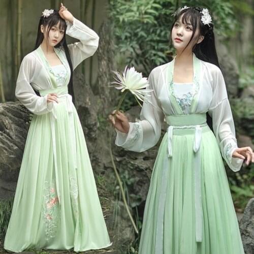 Chinese Traditional Dress Hanfu Women Embroidered Vintage Hanfu Dresses Plus Size Chinese Ancient Costume Cosplay Clothing Party