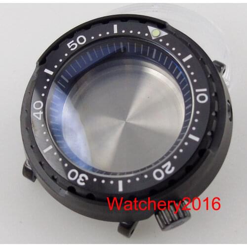 47mm PVD Black Stainless Steel 20ATM Waterproof Automatic Men Watch Case Fit NH35A NH36A Rotating Bezel Insert Sapphire Crystal