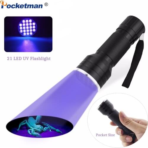High Quality 21LEDs UV Light 395-400nm LED UV Flashlight torch light lamp UV adhesive curing Travel safety UV detection