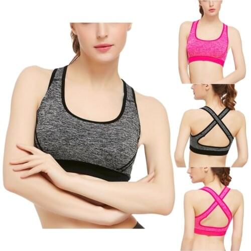 Women Sports Bra Top Push Up Fitness Bra Underwear Sport Tops Cross Straps Yoga Sport Bra