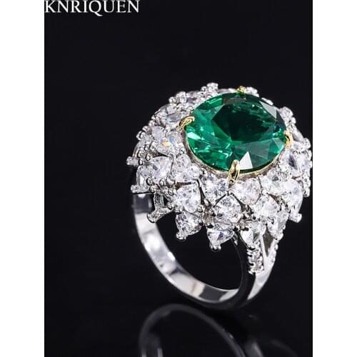 Vintage 100% 925 Sterling Silver 10*12mm Emerald Ruby Sapphire Gemstone Rings for Women Party Cocktail Ring Fine Jewelry Gift