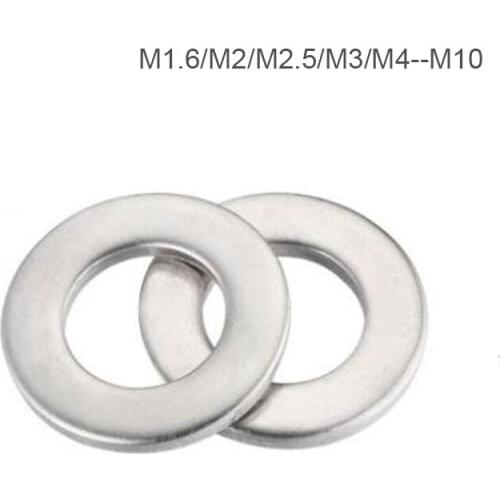 30/50pcs Flat Machine Washer Washer Gaskets DIN125 M1.6 M2 M2.5 M3 M4 M5 M6 M8 M10 GB97 A2 304 Stainless Steel Electrical Plain