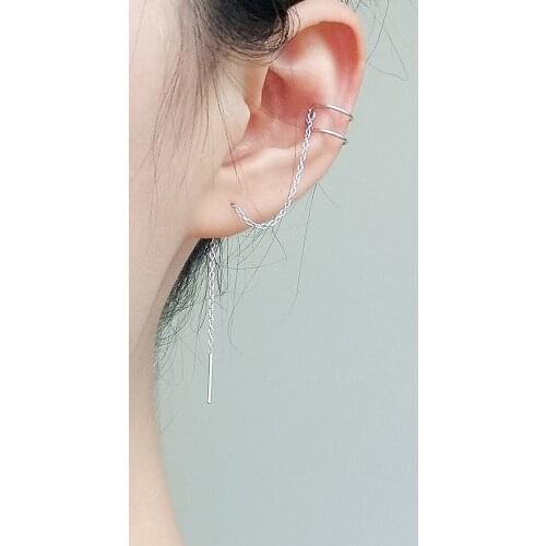 1PC 925 Sterling Silver Simple Cuff Threader Line Thread Earring A1268