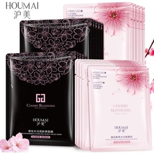 1PC Cherry Blossom Extract Aloe Pomegranate Rose Green Tea Honey Moisturizing Mask Oil-control Whitening Wrapped Mask Skin Care