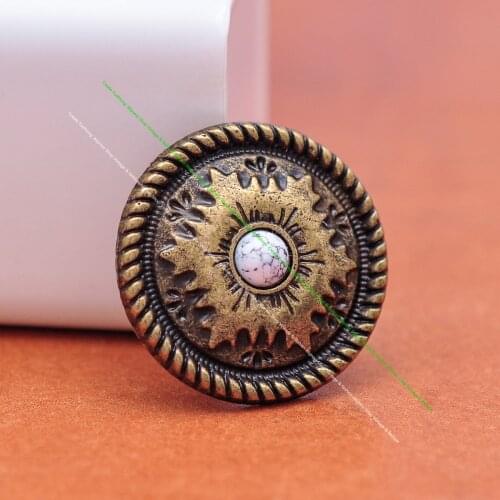 10PC Antique BRASS SUN FLOWER STAR ROPE SIDE WESTERN BELT WALLET LEATHER CRAFT CONCHO HORSE SADDLES TACK SCREW BACK