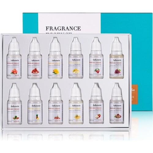 12pcs/Set 10ml Natural Flavor Essence Oil Drop for Lip Gloss Diy Lipgloss Base Handmade Lipstick Food Grade Fragrance Flavoring