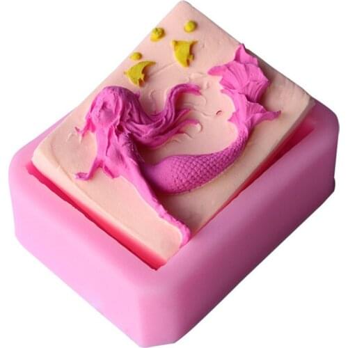 3D Mermaid Soap Silicone Chocolate Fondant Cake Pastry Mould Biscuits Ice Cube Molds Candle Candy Baking Cake Decoration Tools