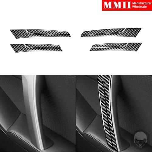 8 PCS For Mazda 3 Axela 2010-2013 Door Pusher Panel Cover Trim Stickers Real Carbon Fiber Car Interior Decoration Accessories