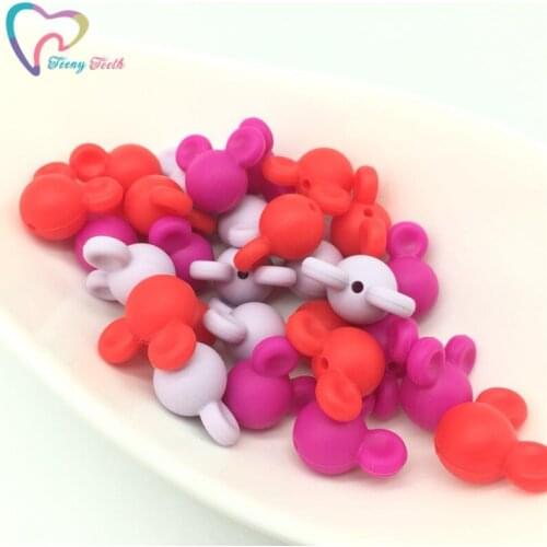 9 PCS Mickey Loose Silicone Beads BPA Free Teething Cartoon Make Food Grade Beads Necklace Silicone Beads Pendants Safe Toy Baby