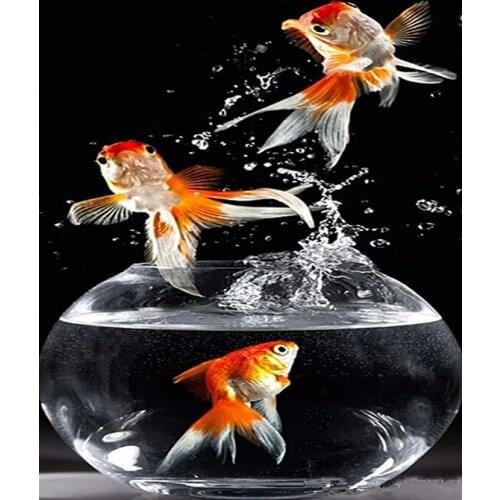 Diamond Painting Koi Golden Fish DIY 3D Diamond Embroidery Fish Jumps Mosaic Diamond Full Compilation For Needlework Paintings