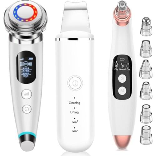 2021 RF EMS Radio Frequency Mesotherapy Facial Lifting Machine Ultrasonic Skin Scrubber Blackhead Remover Face Deep Cleaner