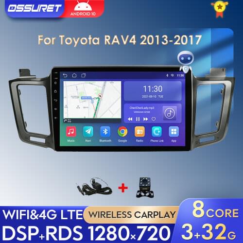 2G 32G 4G LTE Android 10 Car Radio Player For Toyota RAV4 2013-2017 GPS Navigation WIFI Stereo Multimedia Player DAB+ DVR WIFI