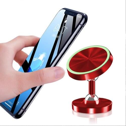 Car Phone Mount Holder Magnetic Luminous Design Bracket Supporter Double Ball 720 Degree Rotation Strong Magnetic Adsorption
