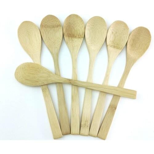 Bamboo Spoon Wooden Kitchen Cooking Portable Reusable Utensil Tools Soup Catering Tableware Teaspoon Eco-Friendly